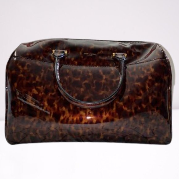 SAINT LAURENT DUFFLE BAG Patent Leather Tortoise Shell - Picture 2 of 10